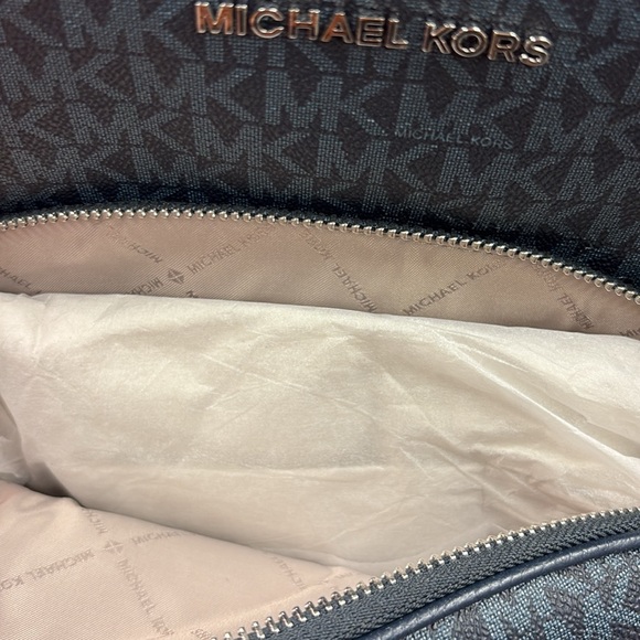Michael Kors Abbey Large Backpack Admiral MK Logo PVC Leather Trim NWT $448